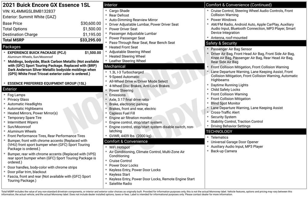 Used 2021 Buick Encore GX Essence w/ Experience Buick Package image 2