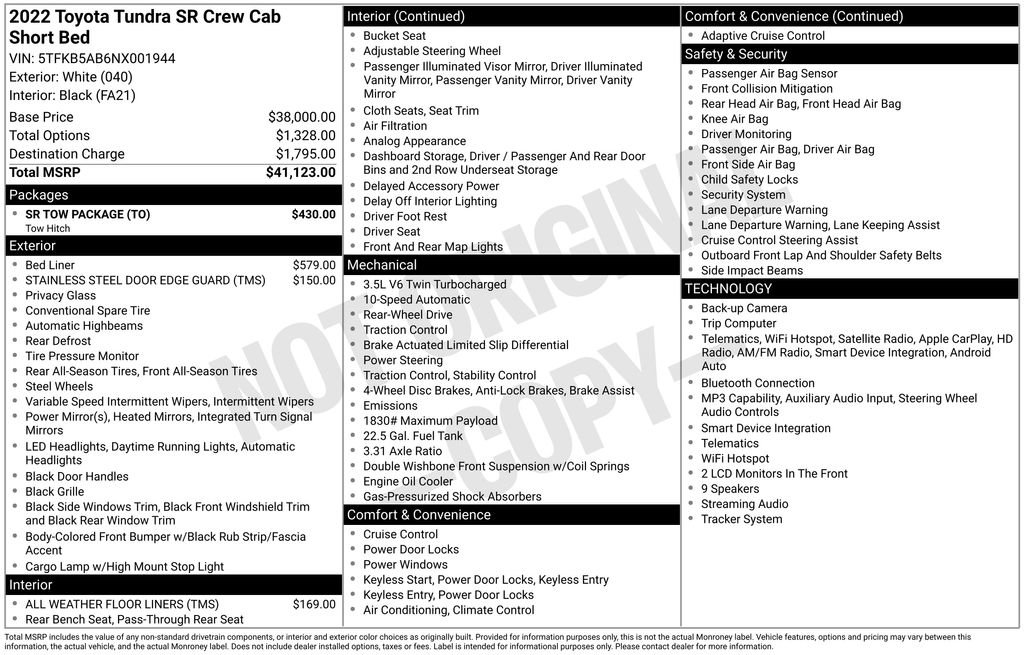 Used 2022 Toyota Tundra SR w/ SR Tow Package RWD image 16