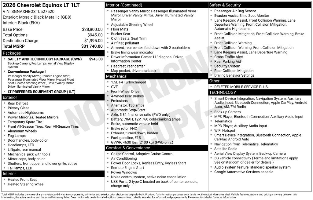 New 2026 Chevrolet Equinox LT w/ Safety and Technology Package FWD image 8