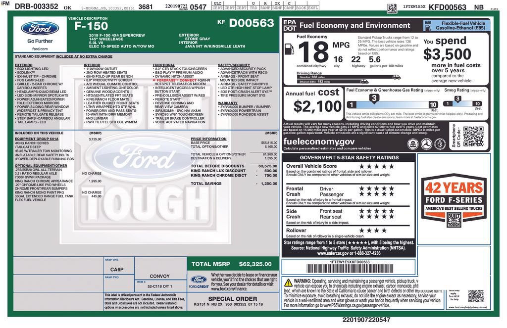 Used 2019 Ford F150 King Ranch w/ Equipment Group 601A Luxury AWD/4WD image 2