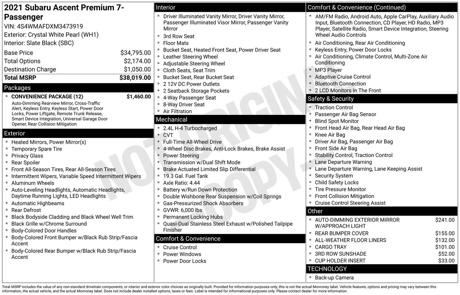 Used 2021 Subaru Ascent Premium w/ Convenience Package image 21