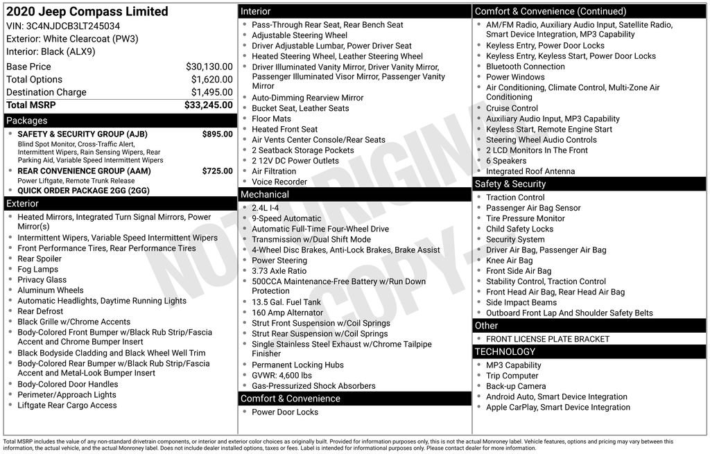 Used 2020 Jeep Compass Limited w/ Safety & Security Group image 27