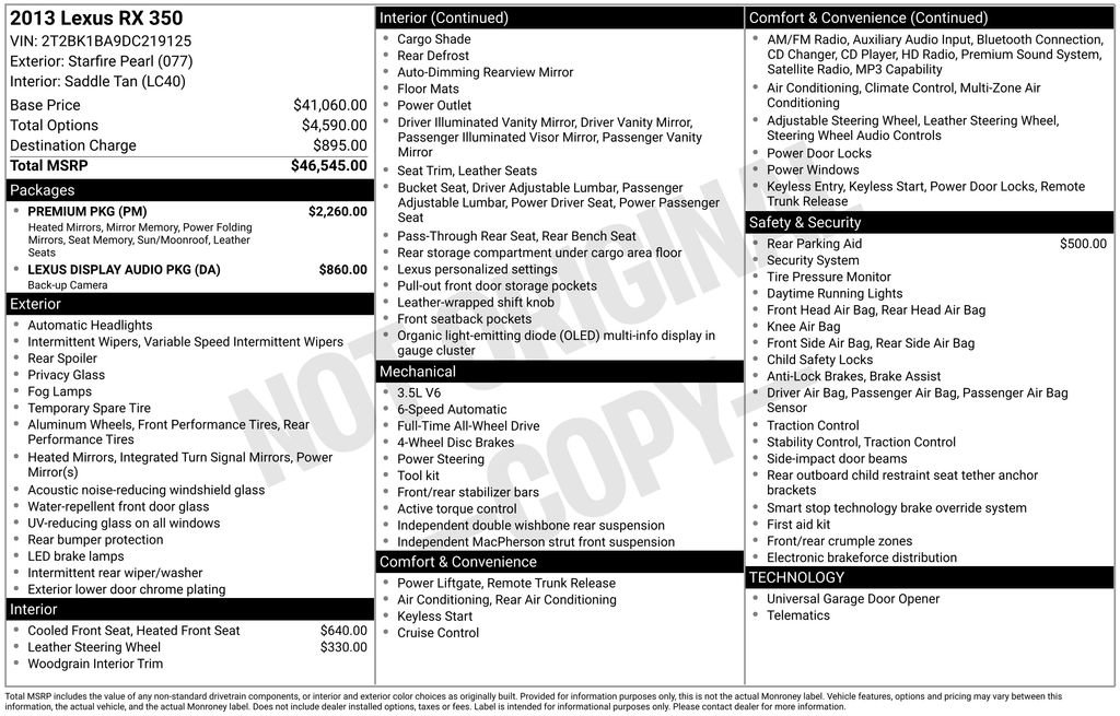 Used 2013 Lexus RX 350 AWD w/ Premium Pkg image 40