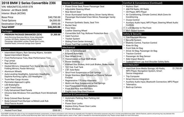 Used 2018 BMW 230i Convertible w/ Premium Package Enhanced image 46