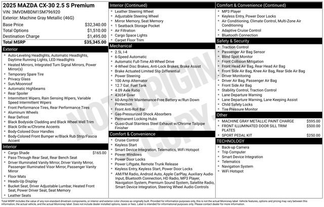 Certified 2025 MAZDA CX-30 AWD 2.5 S w/ Premium Package image 6