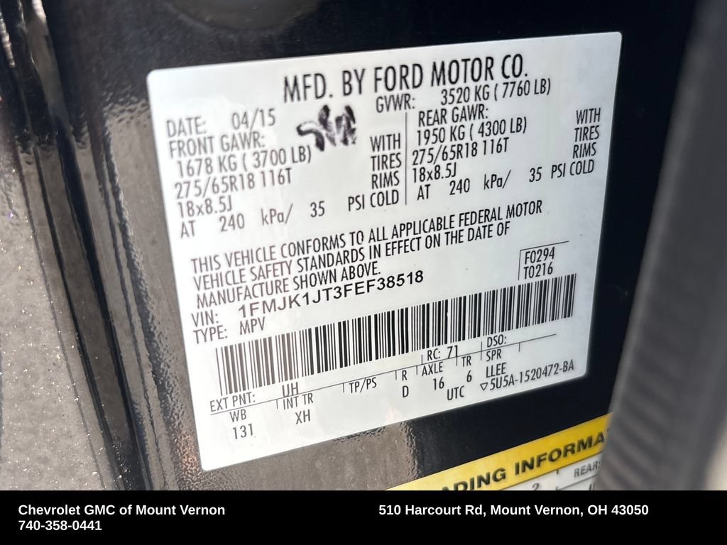 Used 2015 Ford Expedition EL XLT w/ Equipment Group 202A AWD/4WD image 31