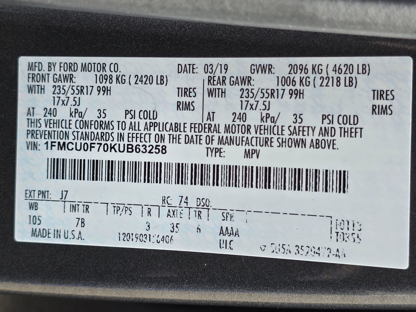 Used 2019 Ford Escape S FWD image 29