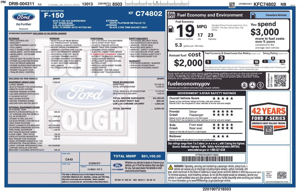 Used 2019 Ford F150 Lariat w/ Equipment Group 502A Luxury AWD/4WD image 41