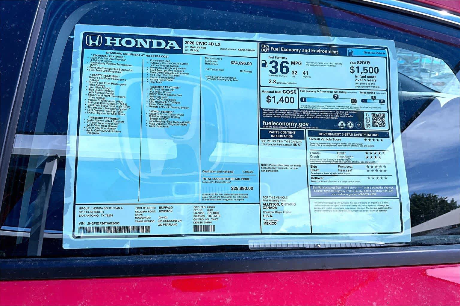 New 2026 Honda Civic LX image 18