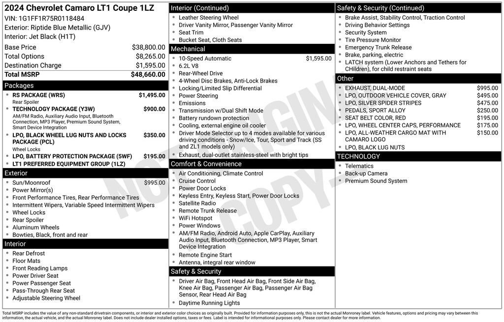 Used 2024 Chevrolet Camaro LT w/ RS Package image 11