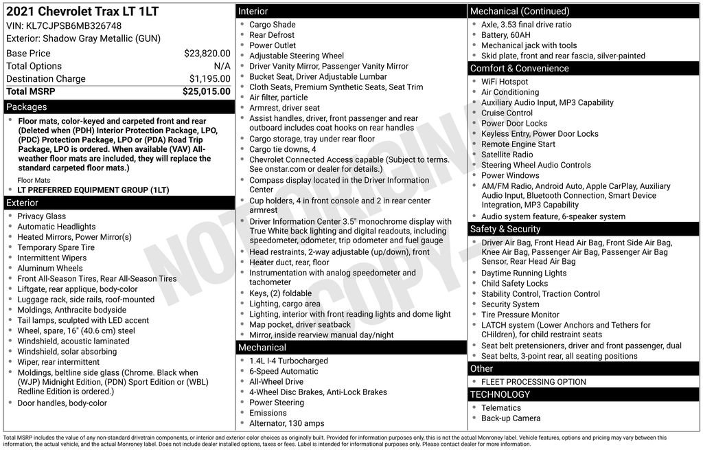 Certified 2021 Chevrolet Trax LT AWD/4WD image 10