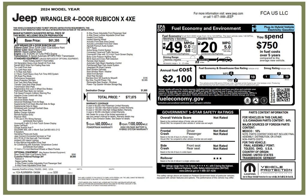 Used 2024 Jeep Wrangler Unlimited Rubicon 4xe image 4