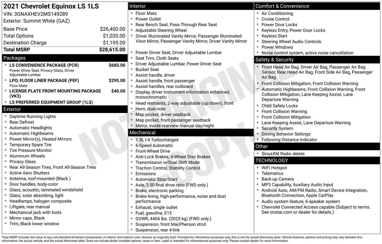 Used 2021 Chevrolet Equinox LS w/ LS Convenience Package FWD image 54