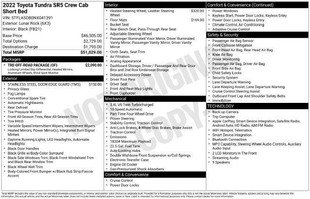 Used 2022 Toyota Tundra SR5 w/ TRD Off-Road Package AWD/4WD image 34