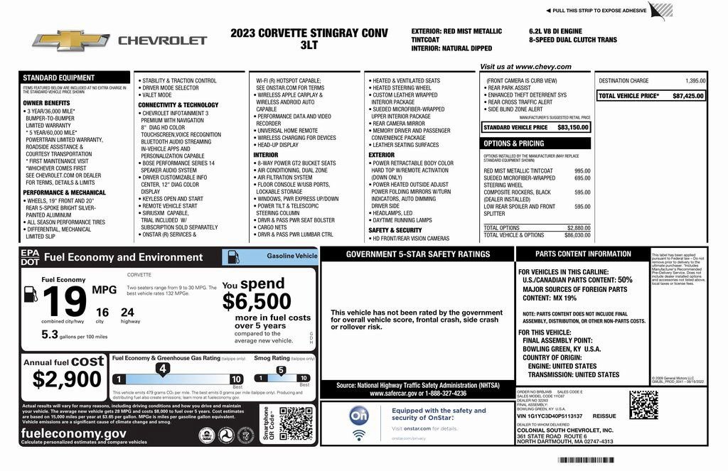 Used 2023 Chevrolet Corvette Stingray Premium Conv w/ 3LT image 6