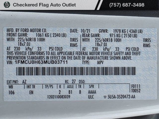 Used 2021 Ford Escape SEL w/ Technology Package image 50