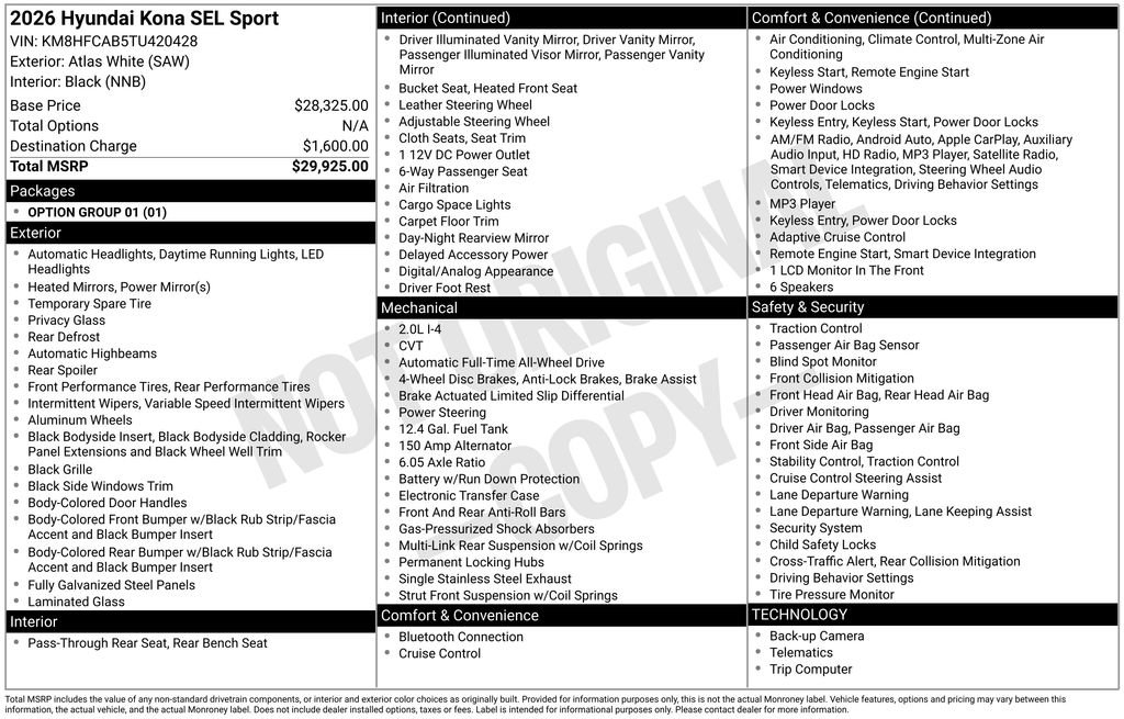 New 2026 Hyundai Kona SEL Sport image 4