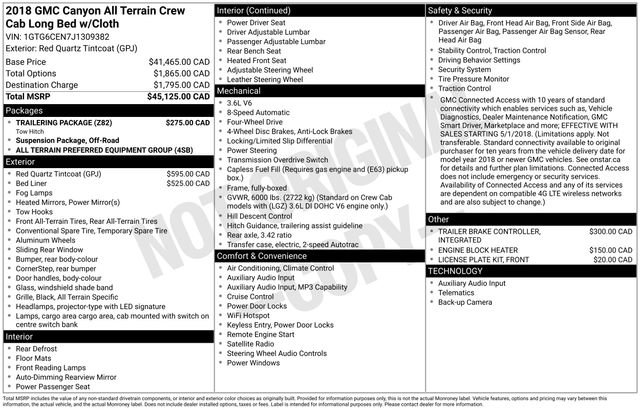 Used 2018 GMC Canyon All Terrain w/ Trailering Package AWD/4WD image 34