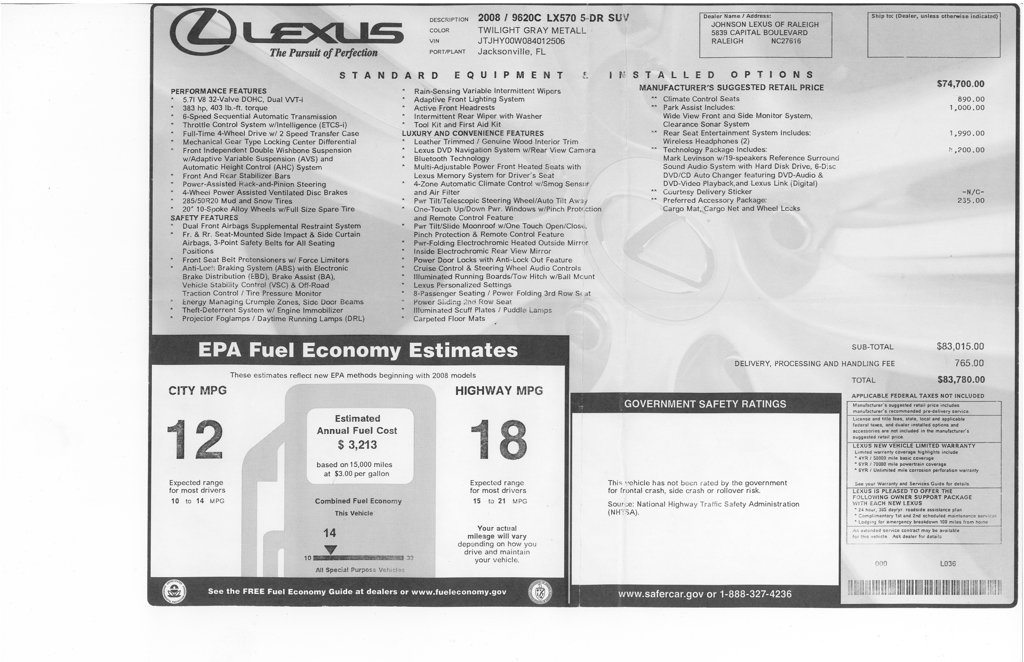 Used 2008 Lexus LX 570 4WD image 63