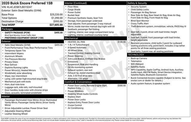 Used 2020 Buick Encore Preferred w/ Safety Package AWD/4WD image 18