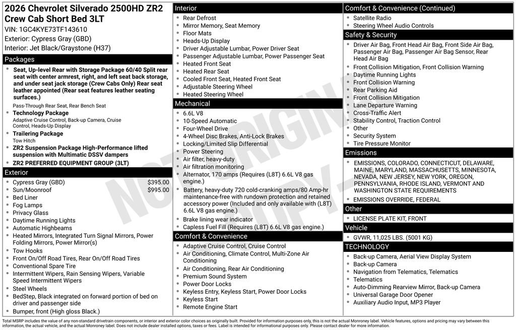 New 2026 Chevrolet Silverado 2500 ZR2 image 2