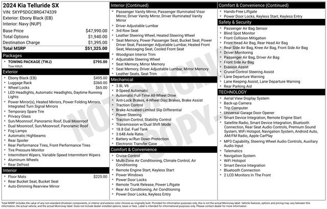 Used 2024 Kia Telluride SX w/ Towing Package AWD/4WD image 31