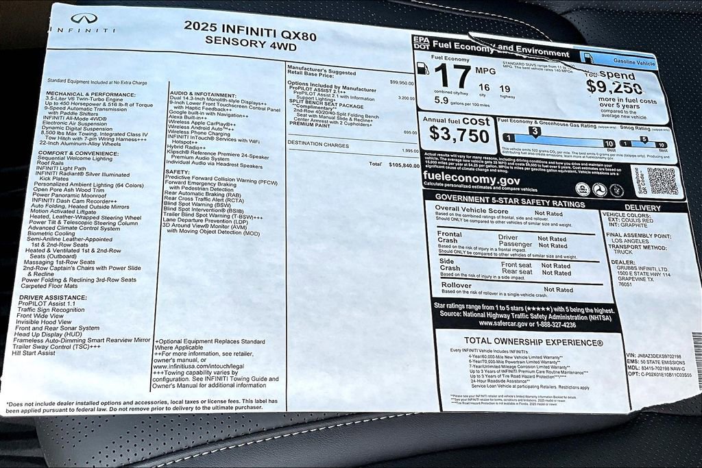 Certified 2025 INFINITI QX80 Sensory image 28