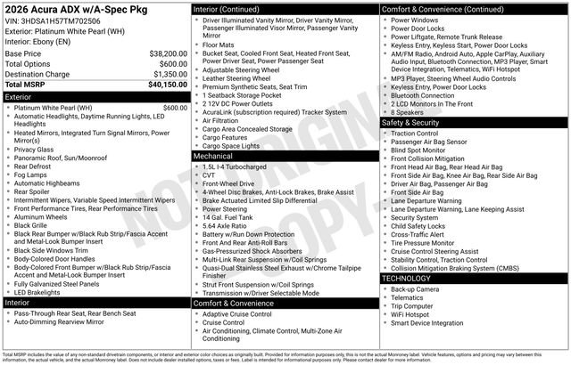 Certified 2026 Acura ADX A-Spec FWD image 18