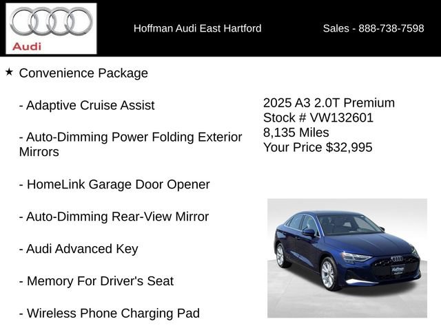 Certified 2025 Audi A3 2.0T Premium w/ Convenience Package AWD/4WD image 6