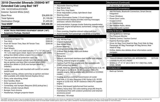 Used 2018 Chevrolet Silverado 2500 W/T RWD image 9