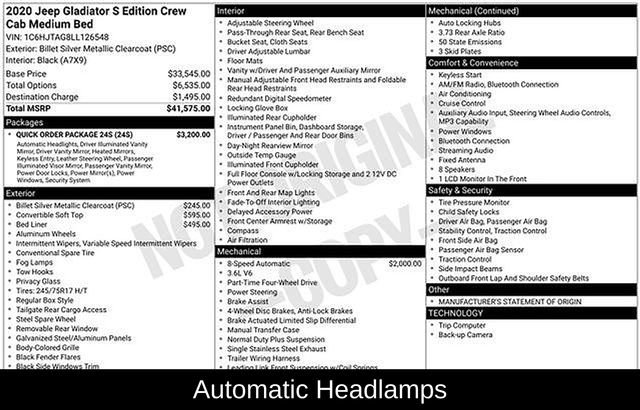 Used 2020 Jeep Gladiator Sport w/ Quick Order Package 24S image 18