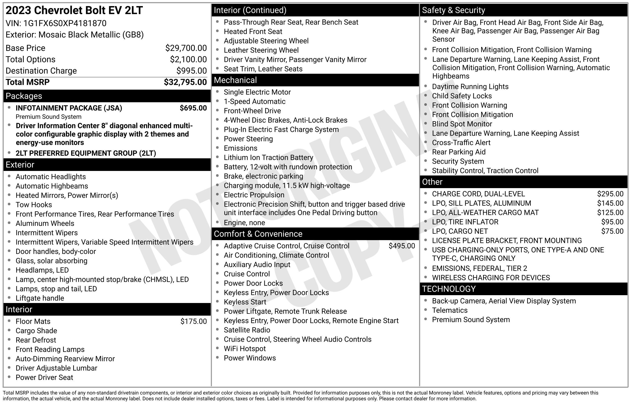 Used 2023 Chevrolet Bolt LT w/ Infotainment Package FWD image 22