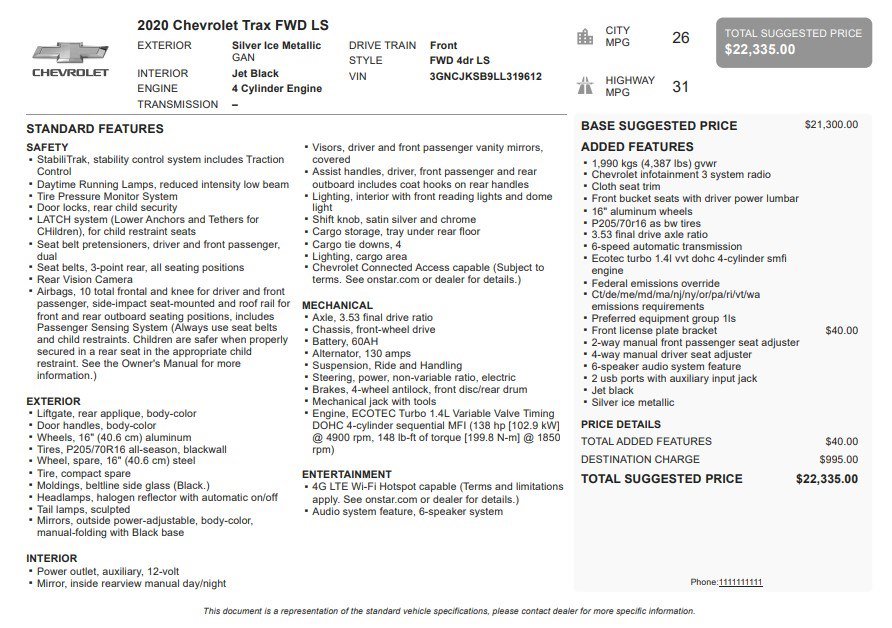 Used 2020 Chevrolet Trax LS image 30