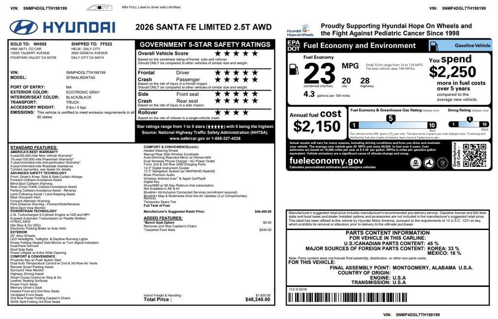 Used 2026 Hyundai Santa Fe Limited AWD/4WD image 2