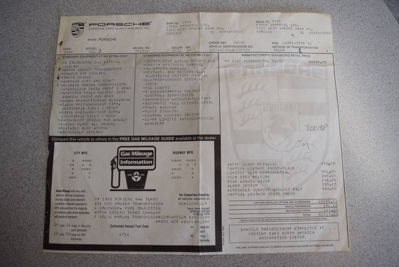 Used 1988 Porsche 944 Turbo RWD image 12