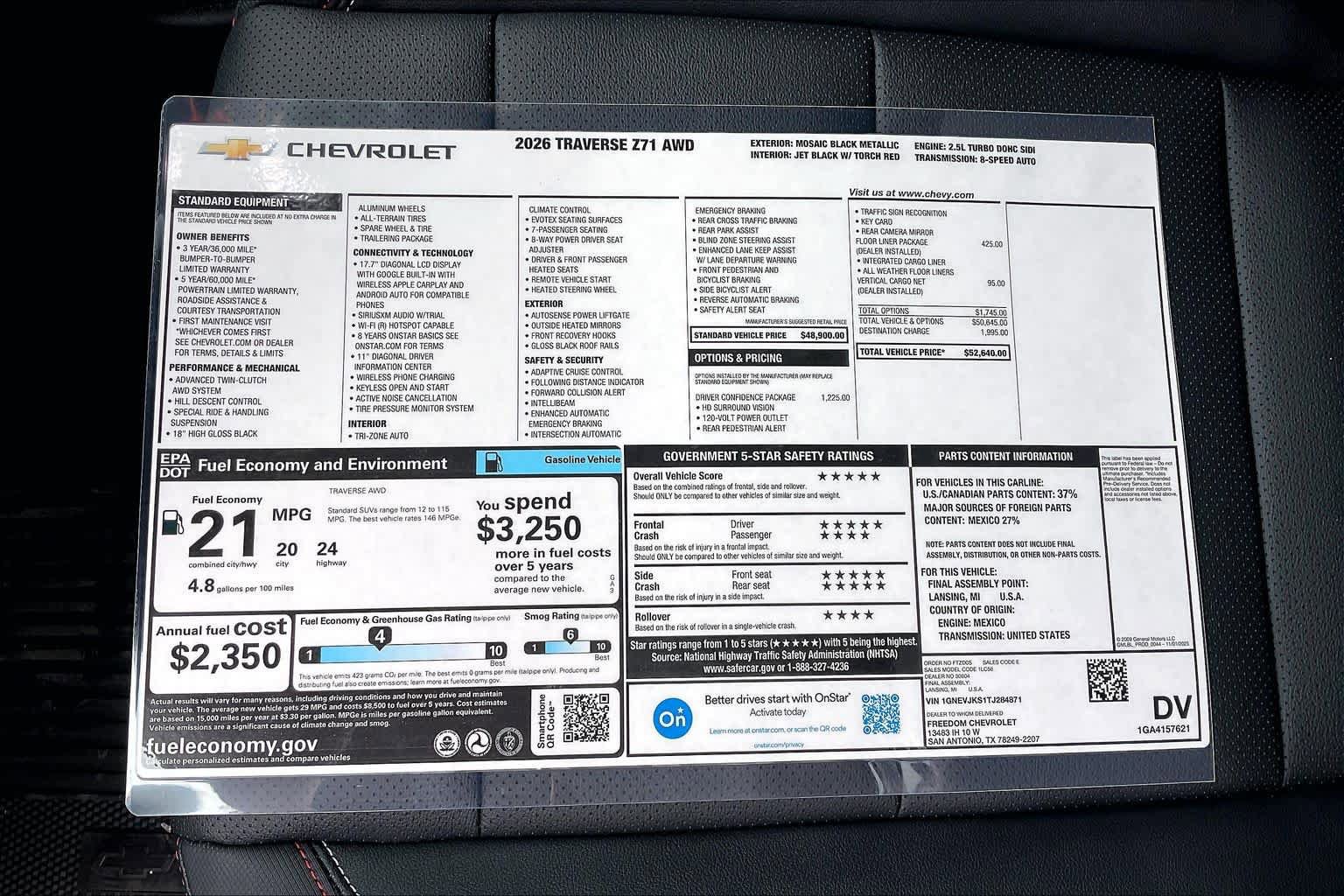 New 2026 Chevrolet Traverse Z71 w/ Driver Confidence Package AWD/4WD image 20