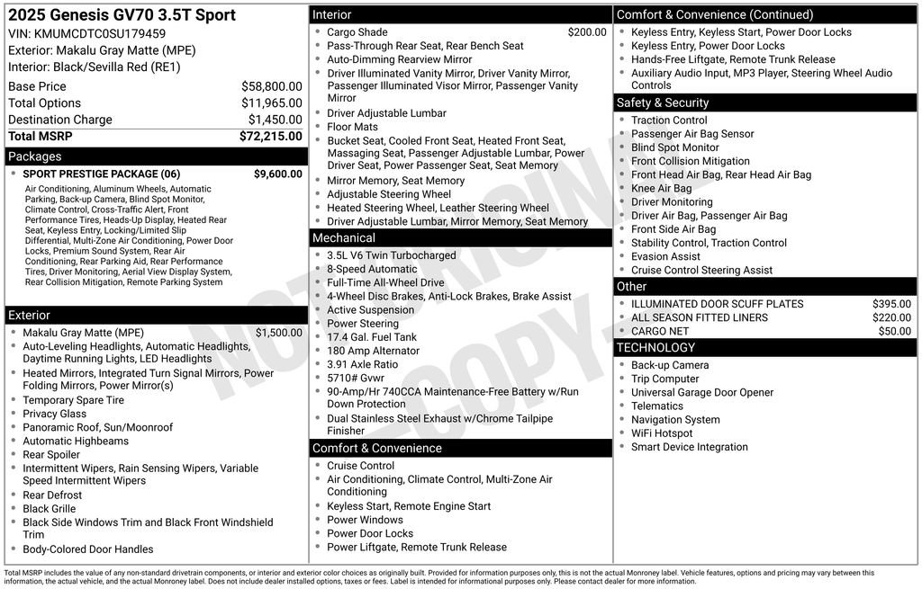 Used 2025 Genesis GV70 3.5T Sport w/ Sport Prestige Package image 22