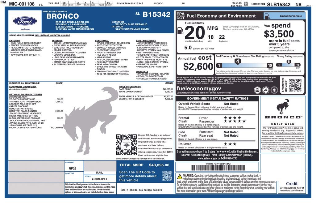 Certified 2025 Ford Bronco Big Bend AWD/4WD image 6