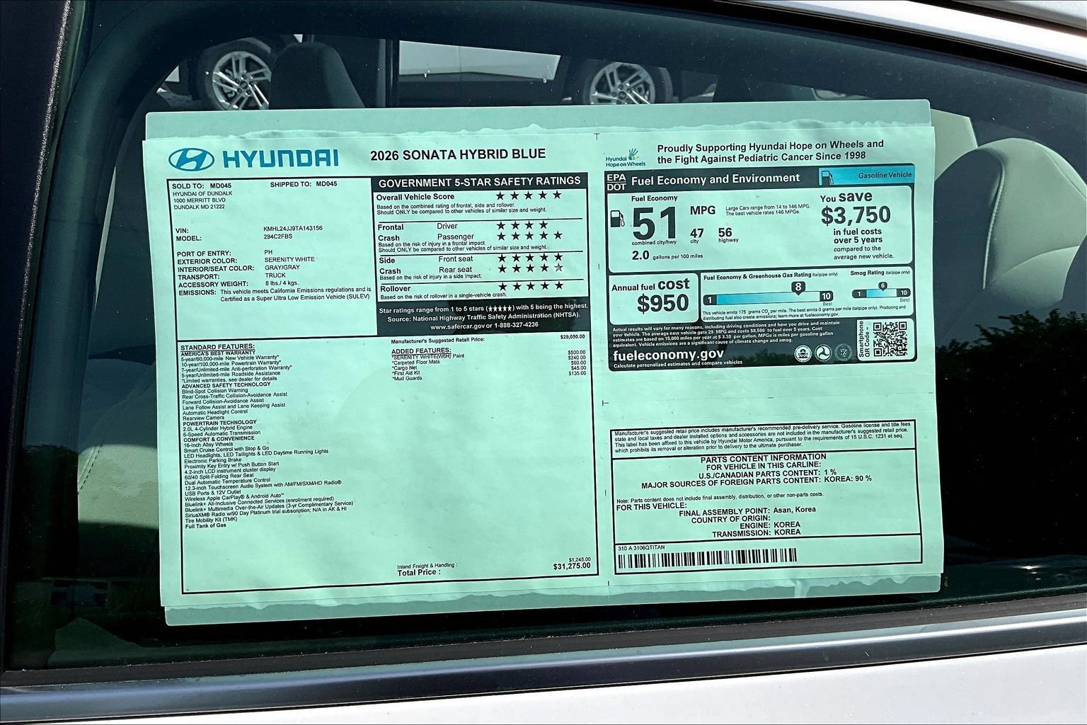 New 2026 Hyundai Sonata Blue FWD image 18
