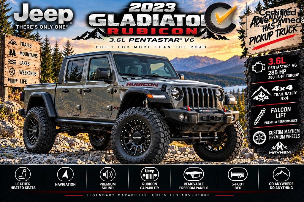 Certified 2023 Jeep Gladiator Rubicon w/ Cold Weather Group AWD/4WD image 2