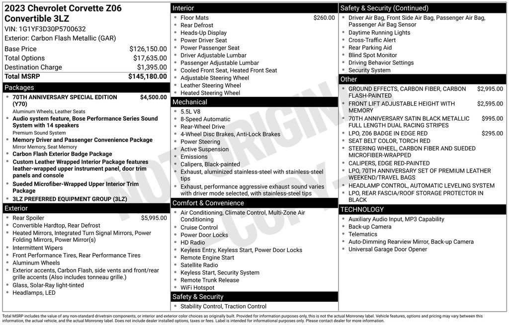 Used 2023 Chevrolet Corvette Z06 RWD image 3
