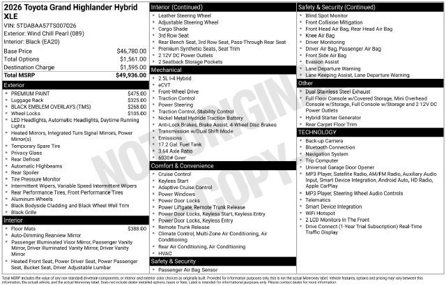 New 2026 Toyota Grand Highlander XLE FWD image 32