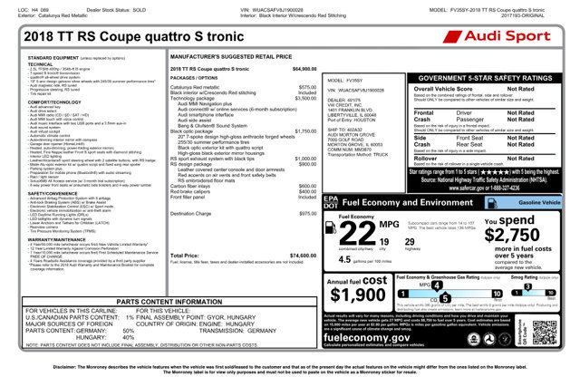 Used 2018 Audi TT RS w/ Technology Package image 12
