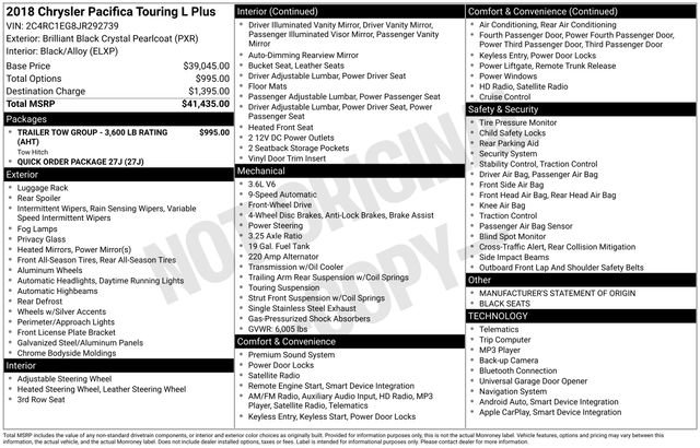 Used 2018 Chrysler Pacifica Touring-L Plus image 51