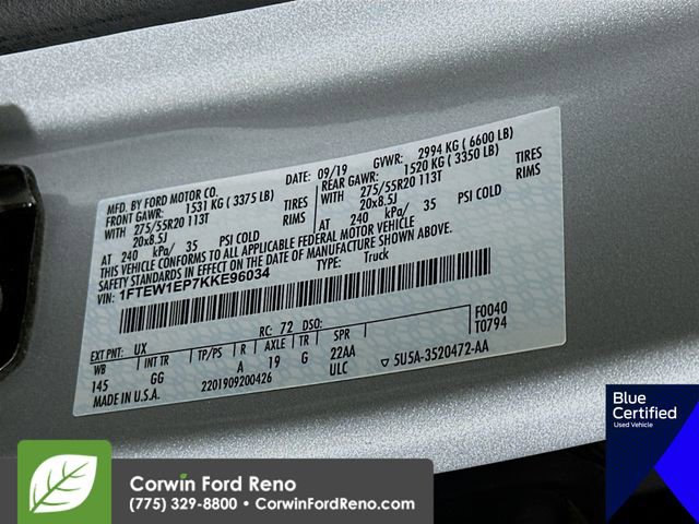 Certified 2019 Ford F150 XL w/ Equipment Group 101A Mid AWD/4WD image 35