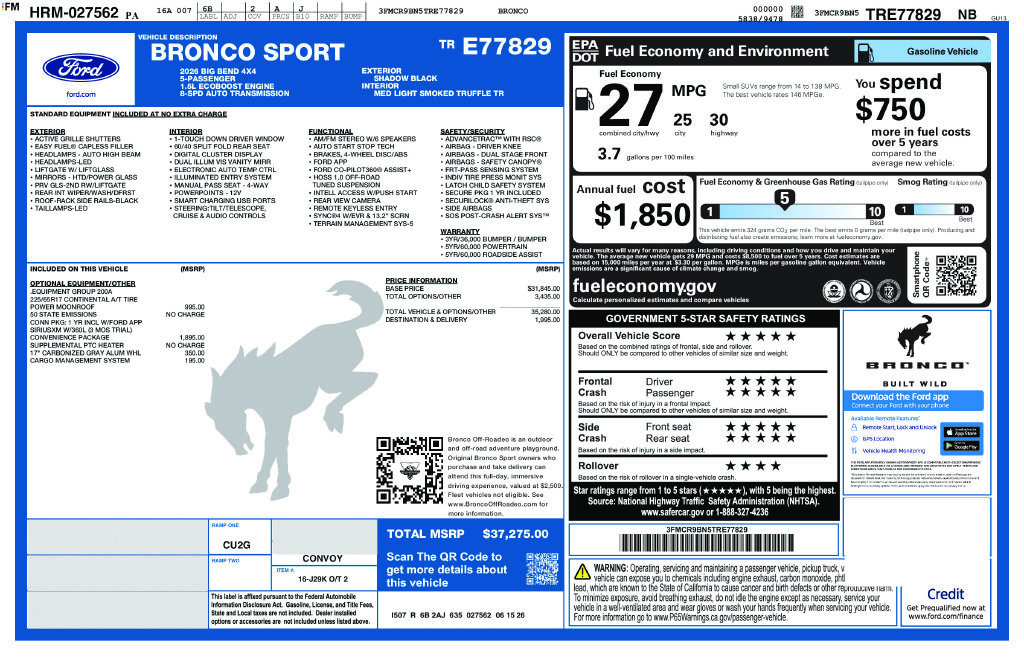 Used 2026 Ford Bronco Sport Big Bend w/ Convenience Package AWD/4WD image 4