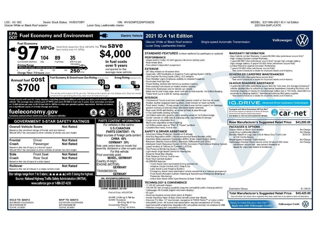 Used 2021 Volkswagen ID.4 1st Edition RWD image 2