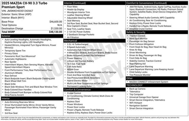 New 2025 MAZDA CX-90 3.3 Turbo w/ Premium Sport Pkg image 7