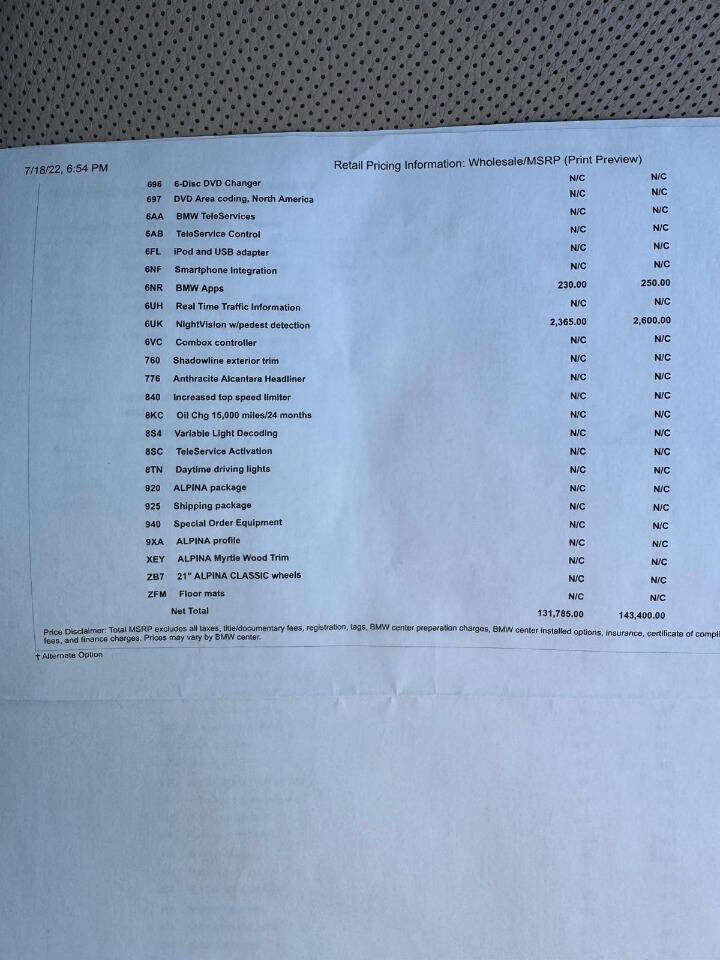 Used 2012 BMW ALPINA B7 xDrive LWB w/ Luxury Rear Seating Pkg image 55