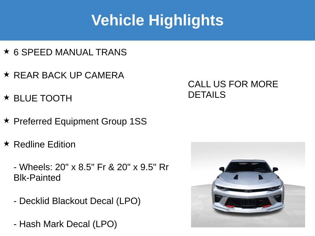 Used 2017 Chevrolet Camaro SS w/ Redline Edition RWD image 8